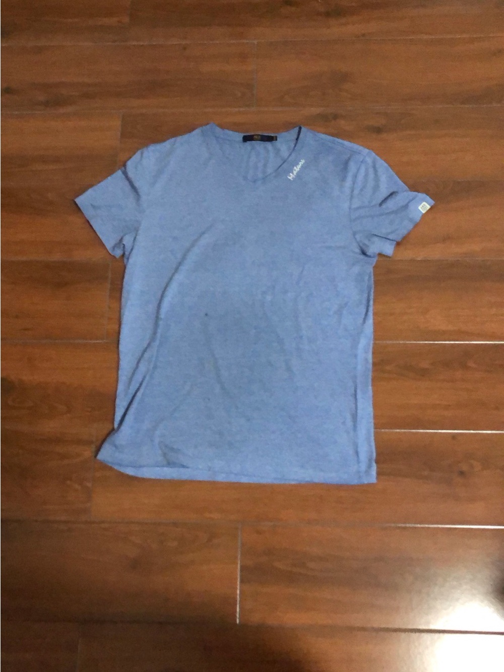 💫Men's Blue Crew Neck Short Sleeve Shirt - Picture 1 of 4